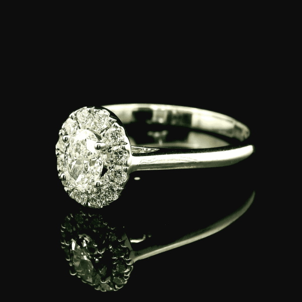 GIA Certified 0.47ctw Natural Diamond 18K White Gold Ring For Women