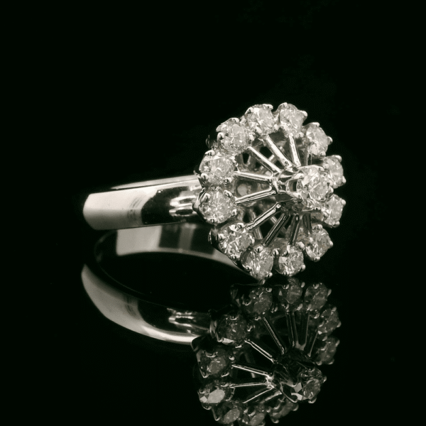 0.95ctw Natural Diamond 18K White Gold Ring For Women