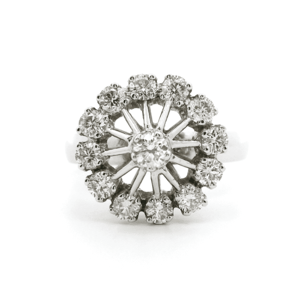 0.95ctw Natural Diamond 18K White Gold Ring For Women