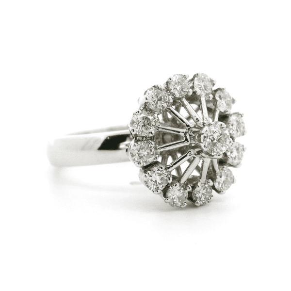 0.95ctw Natural Diamond 18K White Gold Ring For Women