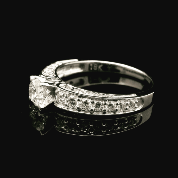 1.15ctw Natural Diamond 18K White Gold Ring For Women