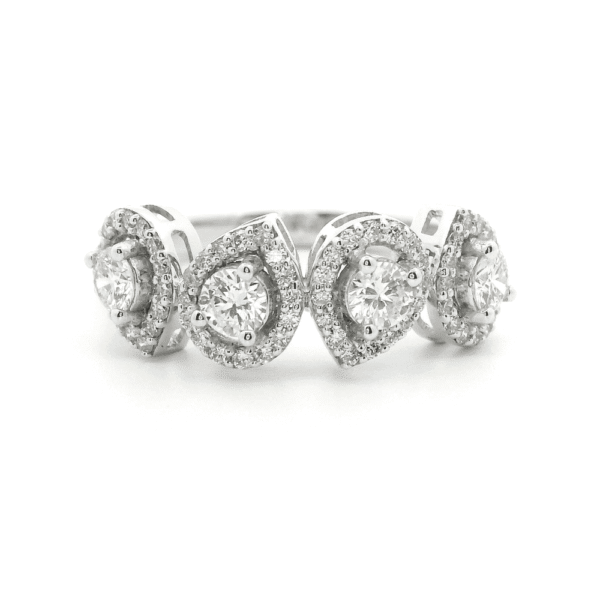 1.07ctw Natural Diamond 18K White Gold Ring For Women