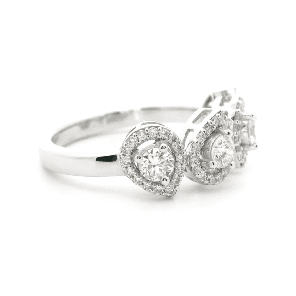 1.07ctw Natural Diamond 18K White Gold Ring For Women