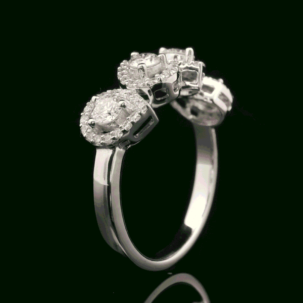 1.07ctw Natural Diamond 18K White Gold Ring For Women