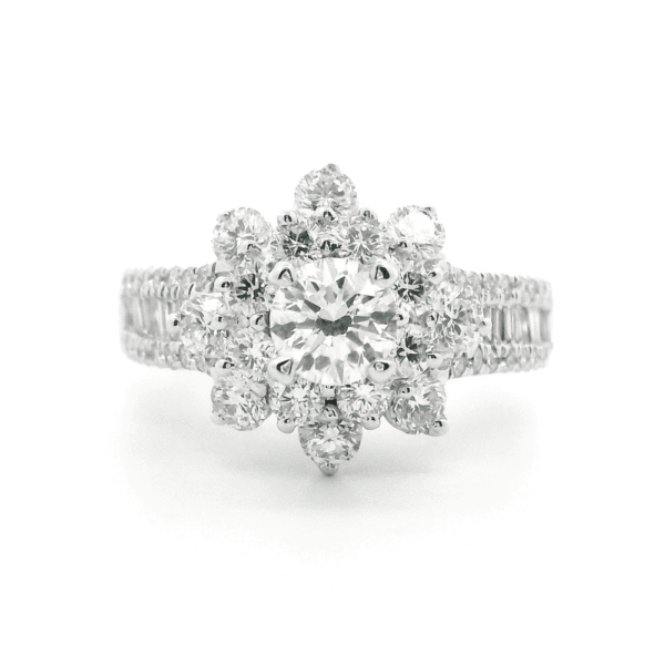 1.59ctw Natural Diamond 18K White Gold Ring For Women