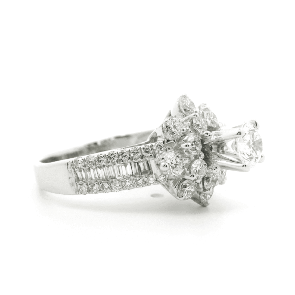 1.59ctw Natural Diamond 18K White Gold Ring For Women