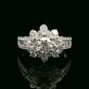 1.59ctw Natural Diamond 18K White Gold Ring For Women