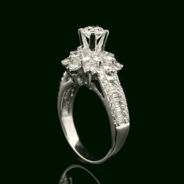 1.59ctw Natural Diamond 18K White Gold Ring For Women