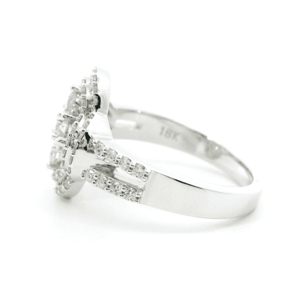 0.99ctw Natural Diamond 18K White Gold Ring For Women