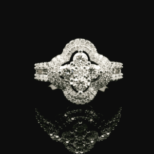 0.99ctw Natural Diamond 18K White Gold Ring For Women