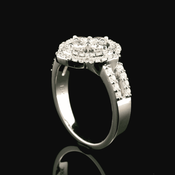 0.99ctw Natural Diamond 18K White Gold Ring For Women