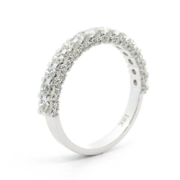 0.92ctw Natural Diamond 18K White Gold Ring For Women