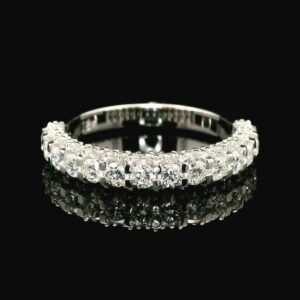 0.92ctw Natural Diamond 18K White Gold Ring For Women