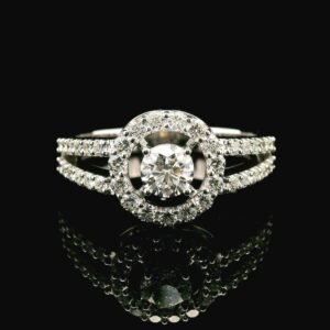 0.82ctw Natural Diamond 18K White Gold Ring For Women