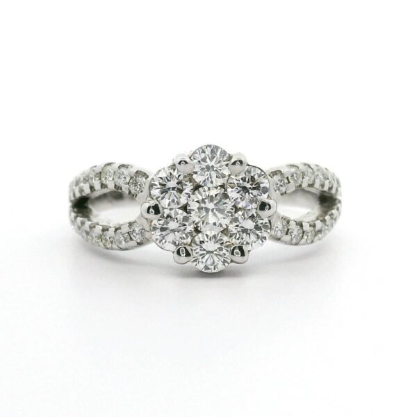 1.20ctw Natural Diamond 18K White Gold Ring For Women