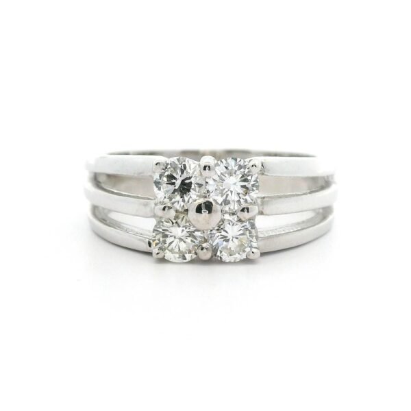 0.80ctw Natural Diamond 18K White Gold Ring For Women