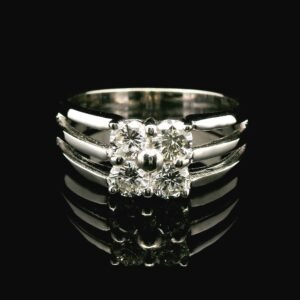 0.80ctw Natural Diamond 18K White Gold Ring For Women