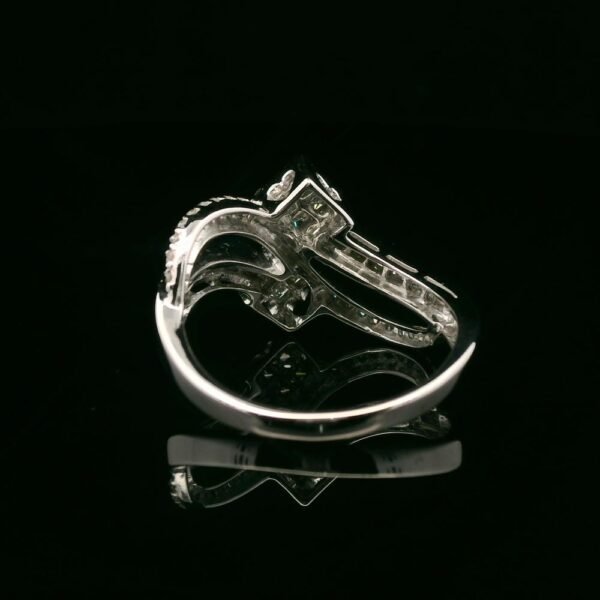 Natural Diamond 18K White Gold Ring, Princess & Round Diamond 0.97Ctw Unique Style