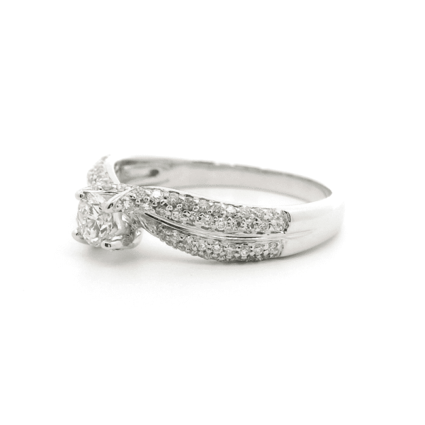 0.80ctw Natural Diamond 18K White Gold Ring For Women