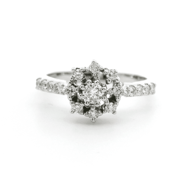 0.36ctw Natural Diamond 18K White Gold Ring For Women