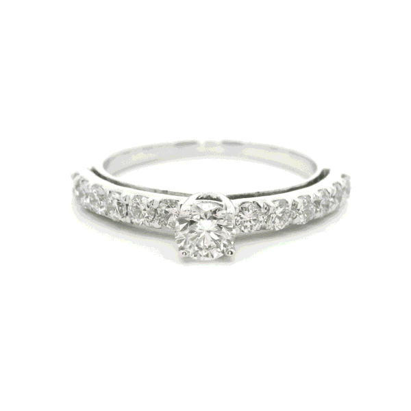 0.61ctw Natural Diamond 18K White Gold Ring For Women
