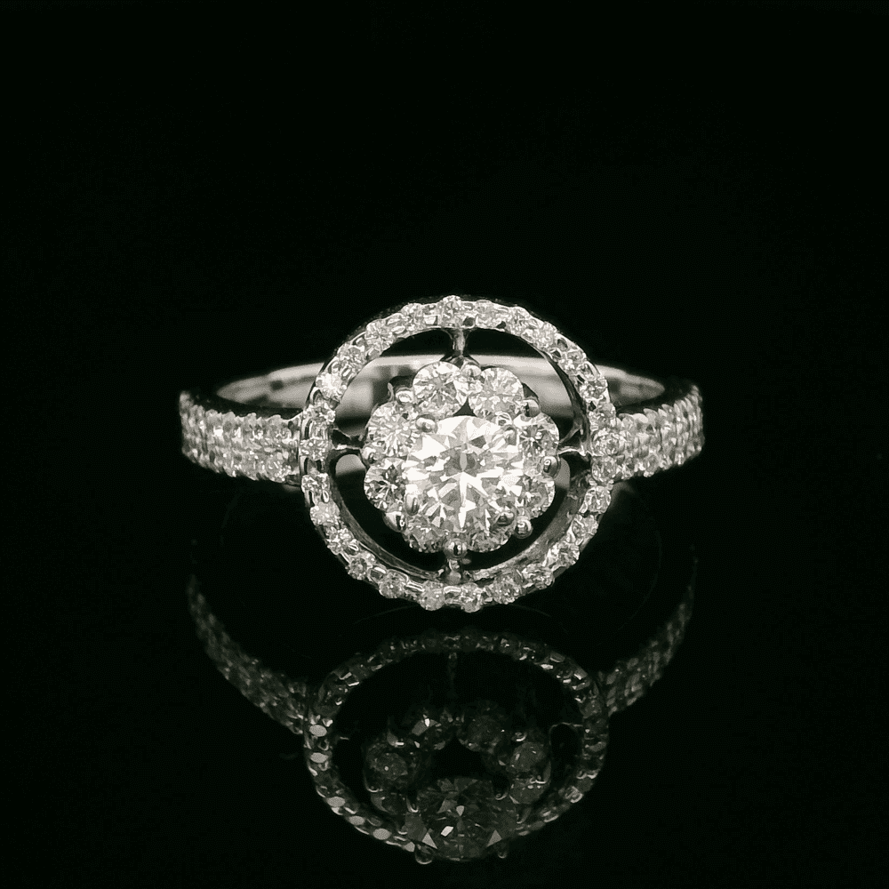 0.55ctw Natural Diamond 18K White Gold Ring For Women