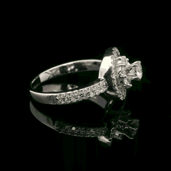0.55ctw Natural Diamond 18K White Gold Ring For Women