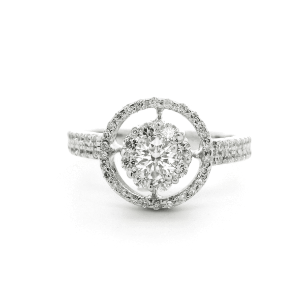 0.55ctw Natural Diamond 18K White Gold Ring For Women