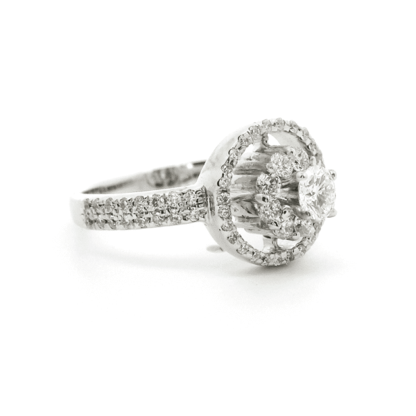 0.55ctw Natural Diamond 18K White Gold Ring For Women
