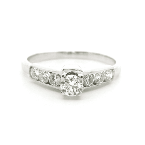 0.85ctw Natural Diamond 18K White Gold Ring For Women