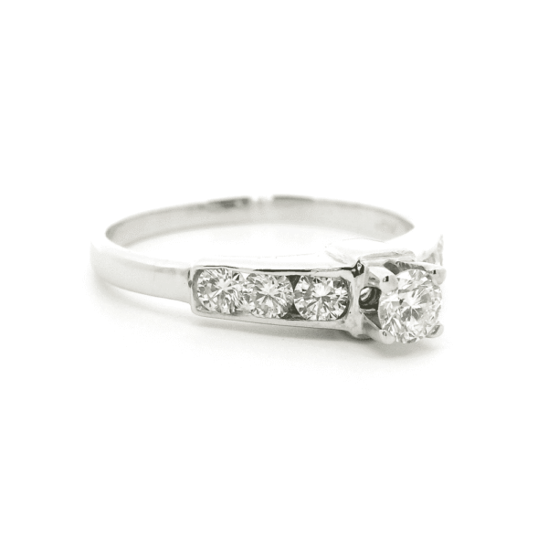 0.85ctw Natural Diamond 18K White Gold Ring For Women