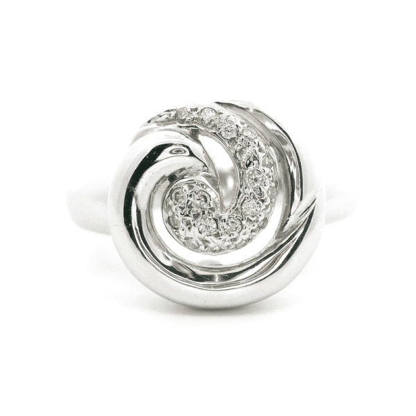 0.11ctw Natural Diamond 18K White Gold Ring For Women