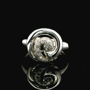0.11ctw Natural Diamond 18K White Gold Ring For Women