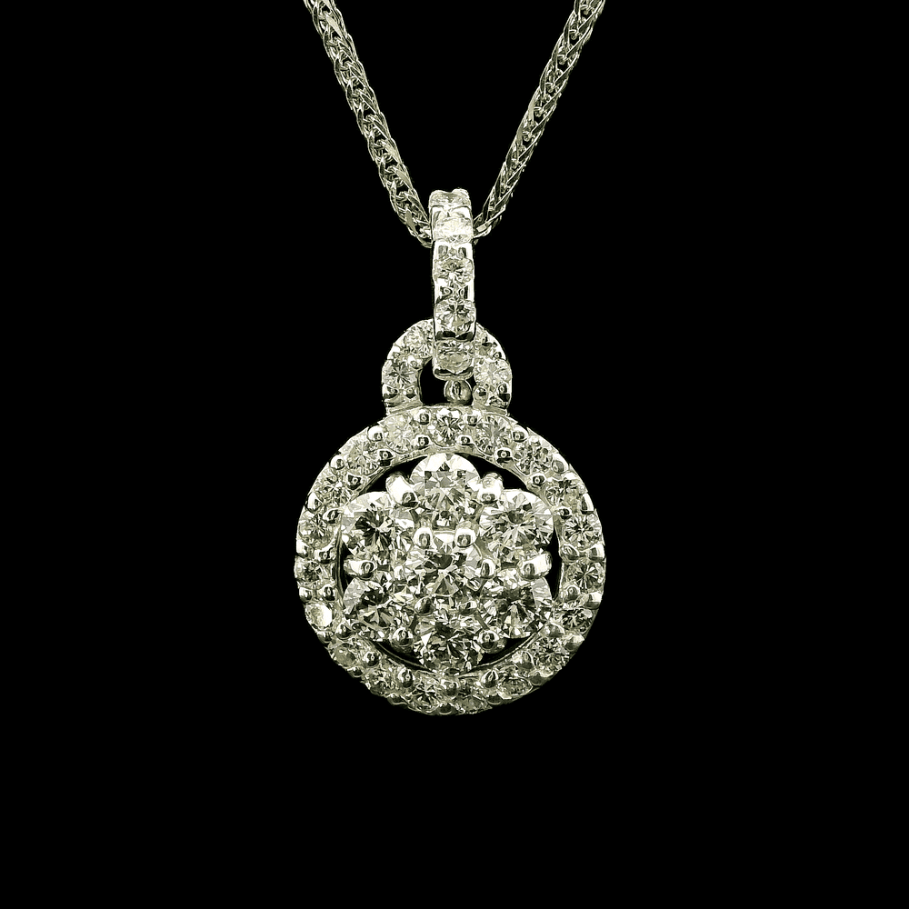 1.41 CT Natural Round Diamond Pendant 18K White Gold