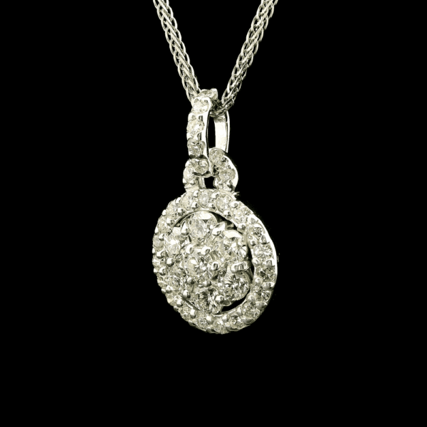 1.41 CT Natural Round Diamond Pendant 18K White Gold