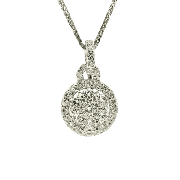 1.41 CT Natural Round Diamond Pendant 18K White Gold