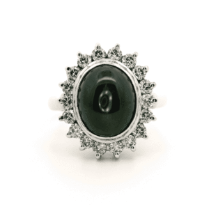 5.00CTW Natural Star Sapphire Diamond 18k White Gold Ring