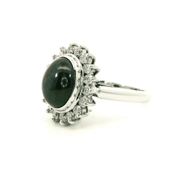 5.00CTW Natural Star Sapphire Diamond 18k White Gold Ring