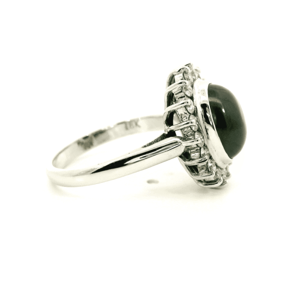 5.00CTW Natural Star Sapphire Diamond 18k White Gold Ring