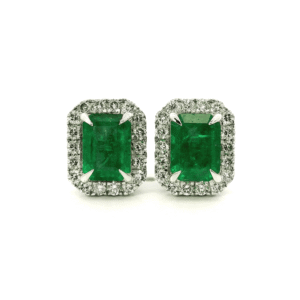 3.99 CT Natural Emerald Diamond Earring 18K White Gold