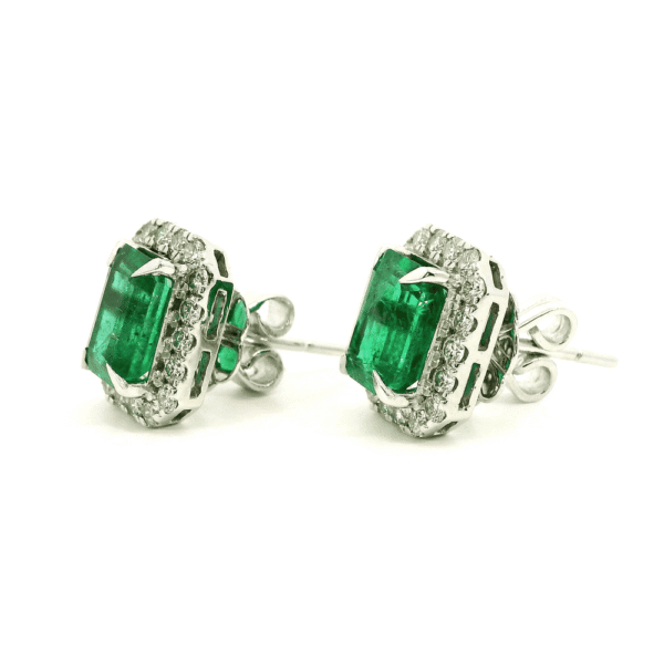 3.99 CT Natural Emerald Diamond Earring 18K White Gold